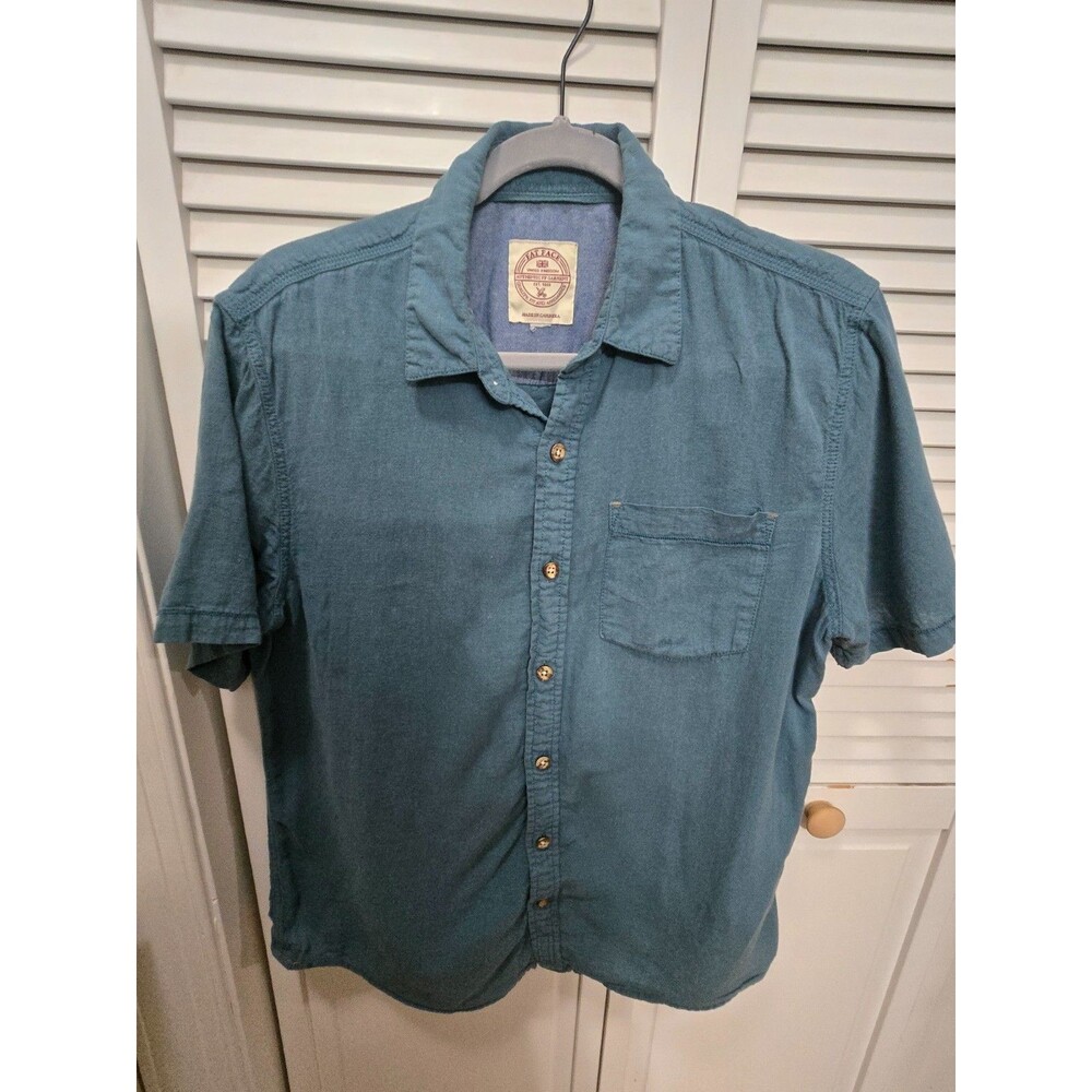Fat Face UK Men's Blue Cotton linen short sleeve button down Shirt M